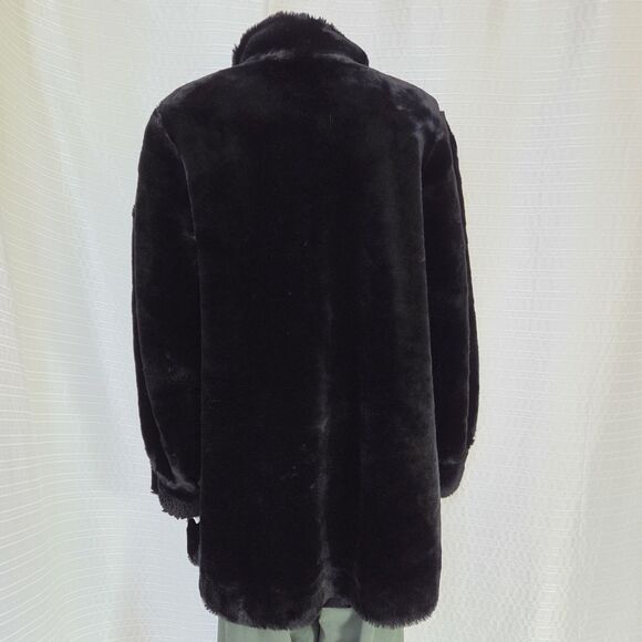 J. Percy Reversible Dress Coat Luxurious Faux Fur Women’s S Jet Black Overcoat - Picture 4 of 10